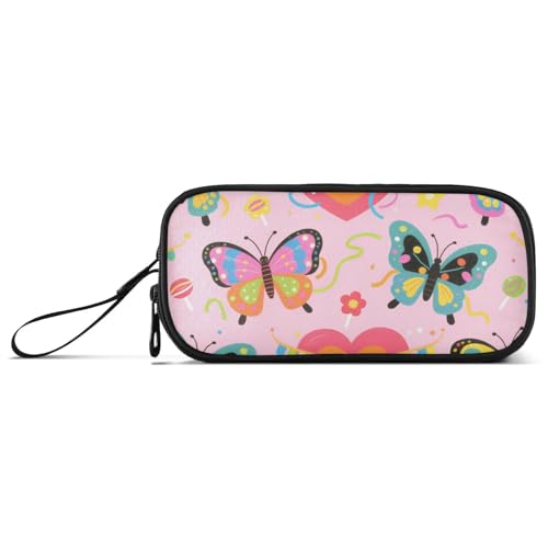 KLL Federmäppchen mit bunten Schmetterlingen, Nylon, großes Fassungsvermögen, Federmäppchen für Jungen, Schule, Schreibwaren für elementare Frauen von KLL