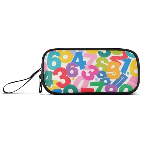 KLL Federmäppchen mit farbigen Cartoon-Zahlen, Nylon, Reißverschluss, großes Fassungsvermögen, College-Federmäppchen, Schreibwaren-Tasche für elementare Teenager, Mädchen von KLL