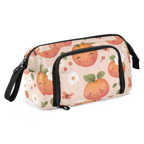 KLL Federmäppchen mit großem Fassungsvermögen, Federmäppchen mit Schlitz, Etui mit Stifthalter, für Teenager, Jungen, adrette Schule, niedliche Serviceberry, Frucht, Pfirsich von KLL