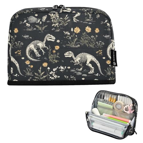 KLL Federmäppchen mit großem Fassungsvermögen, Organizer mit Schlitz, Schreibwaren, Stifte-Tasche für Lehrer, High School, Dinosaurier, Knochen von KLL