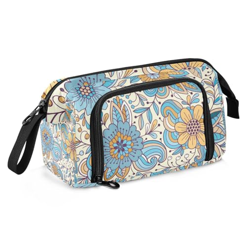 KLL Federmäppchen mit großem Fassungsvermögen, Stiftehalter mit Griff, Federmäppchen für Kinder, Teenager, Mädchen, College-Blume, blume, Einheitsgröße, Art déco von KLL