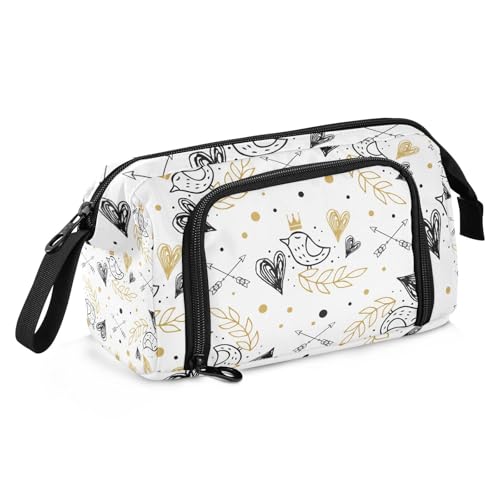 KLL Federmäppchen mit großem Fassungsvermögen, adrettes Federmäppchen mit Griff, Federmäppchen für Erwachsene, für Damen, Schule, Must-Have Happy Valentine's Day (59) von KLL