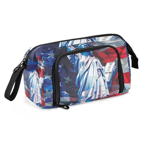 KLL Federmäppchen mit großem Fassungsvermögen, für Bleistifte, leicht, Schulbedarf für Teenager, Mädchen, für Frauen, High School, USA-Flagge, Amerika, Unabhängigkeitstag von KLL