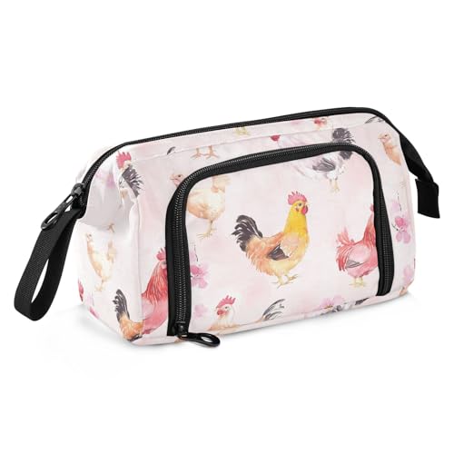 KLL Federmäppchen mit großem Fassungsvermögen, mit Schlitz, Federmäppchen für die Schule, Krankenschwester, Elementar, Bantam, Huhn, Pfirsich von KLL