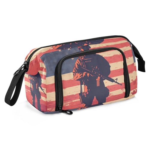 KLL Federmäppchen mit großem Fassungsvermögen, tragbar, Stand-Up-Federmäppchen für Kinder, Unabhängigkeitstag, Krieg von KLL