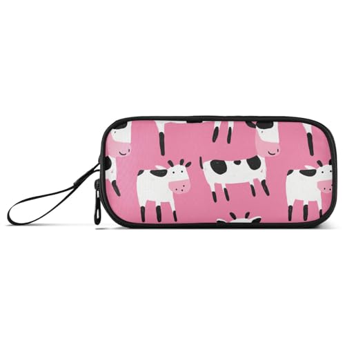 KLL Federmäppchen mit niedlichem Cartoon-Motiv, Kuh, Nylon, mit Reißverschluss, hohe Kapazität, Federmäppchen, Schreibwaren für High School Herren von KLL
