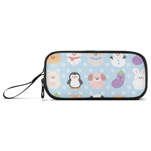 KLL Federmäppchen mit niedlichem Cartoon-Zoo-Design, Nylon, mit Reißverschluss, großes Fassungsvermögen, für Büro, Teenager, Mädchen von KLL