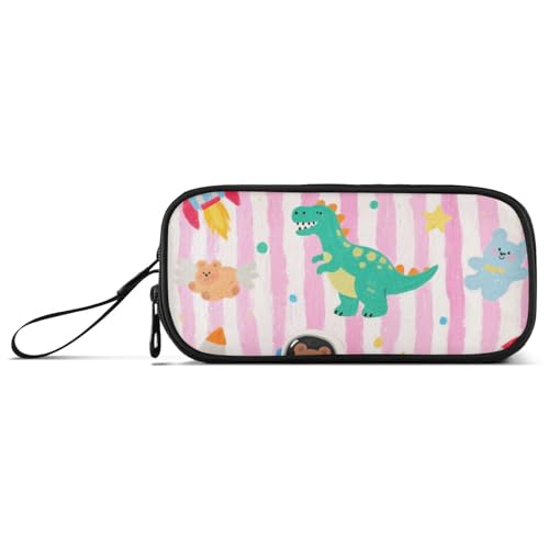 KLL Federmäppchen mit niedlichem Dinosaurier-Raketen-Design, Nylon, großes Fassungsvermögen, Kunst-Federmäppchen, Schreibwaren für Büro, Teenager von KLL