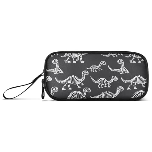 KLL Federmäppchen mit niedlichem Dinosaurier-Skelett-Motiv, aus Nylon, groß, mit Reißverschluss, großes Fassungsvermögen, Schreibwaren-Organizer für die Schule, adrett von KLL