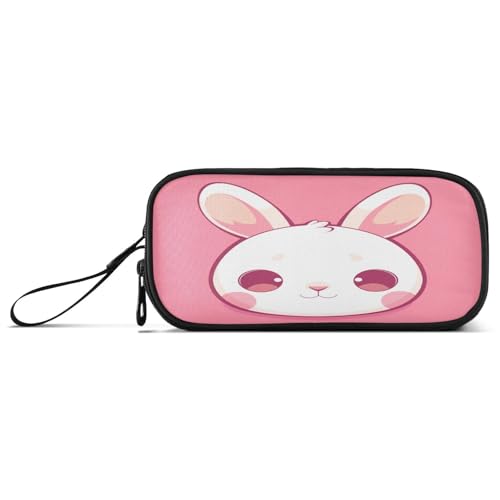 KLL Federmäppchen mit niedlichem Pfirsich-Cartoon-Hasen-Motiv, Nylon, große Kapazität, Federmäppchen für College-Schreibwaren für College-Männer von KLL