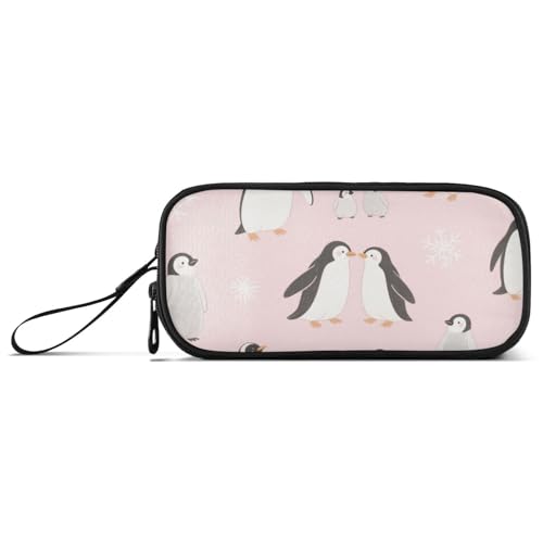 KLL Federmäppchen mit niedlichem Pinguin-Schneeflocken-Motiv, Nylon, für Teenager, große Kapazität, Federmäppchen für Schule, Schreibwaren für College-Männer von KLL