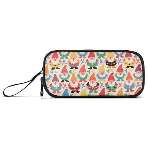 KLL Federmäppchen mit niedlichem buntem Zwergenmotiv, Nylon, großes Federmäppchen für Mädchen, hohe Kapazität, Schule, Schreibwaren für adrette Schüler von KLL