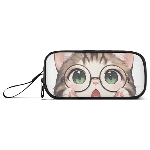 KLL Federmäppchen mit niedlicher Katze, Nylon, für Jungen, großes Fassungsvermögen, Schreibwaren-Organizer für College-Männer von KLL