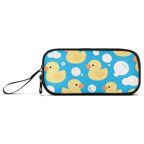 KLL Federmäppchen mit niedlicher gelber Ente, Nylon, College, großes Fassungsvermögen, Stifteetui, Schreibwaren-Tasche für elementare Männer von KLL