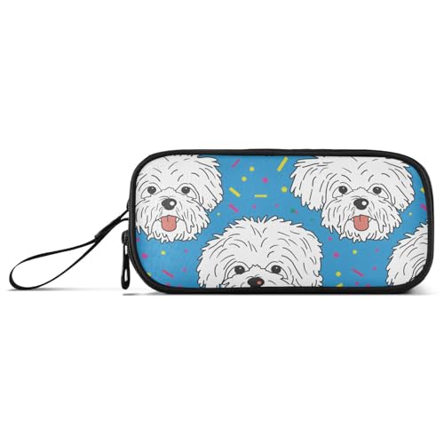 KLL Federmäppchen mit süßem Welpenmotiv, Nylon, mit Reißverschluss, großes Fassungsvermögen, für Teenager, Schreibwaren für High School Männer von KLL