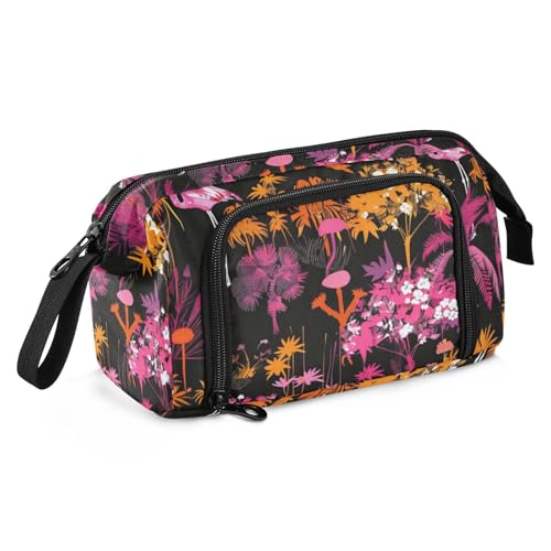 KLL Federmäppchen mit tropischem Flamingo-Baum, großes Fassungsvermögen, adrettes Federmäppchen mit Fach für Schüler, Schule, Must-Haves von KLL