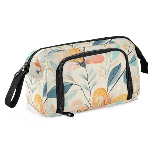 KLL Federmappe mit hübschem Blumenmotiv, großes Fassungsvermögen, Federmappe mit Reißverschluss, tragbar, für Teenager, Schulbedarf von KLL