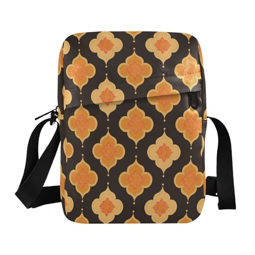 KLL Flache geometrische Buttercup Flower Checker Crossbody Messenger Bag Veganes Leder Schultertasche Casual Damen Schulterhandtaschen von KLL