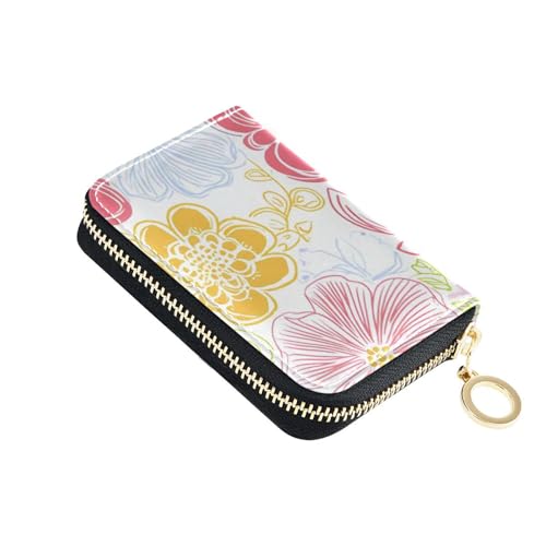 KLL Fresh Spring Geldbörse aus Leder, klein, mit bunten Blumen, RFID-blockierend, mit Reißverschluss von KLL