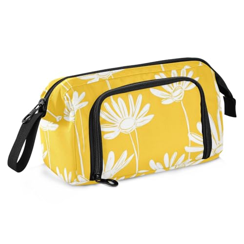 KLL Gelbe Blumen Federmäppchen Große Kapazität Mädchen Federmäppchen Tragbar für Krankenschwester Büro von KLL