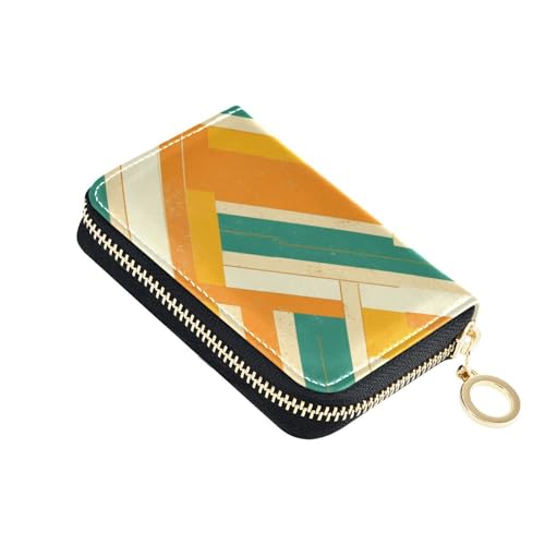 KLL Geldbörse für Damen mit geometrischem gerader Linienmuster, Leder, klein, mit RFID-blockierendem Kartenhalter mit Reißverschluss, Orange und Grün KLL Geldbörse für Damen mit geometrischem gerader Linienmuster, Leder, klein, mit RFID-blockierendem Kartenhalter mit Reißverschluss, Orange und Grün von KLL