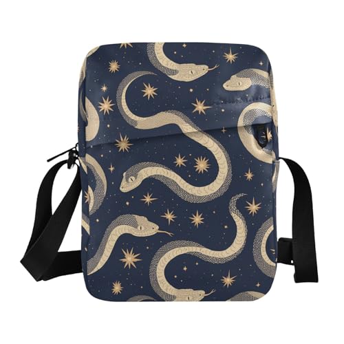 KLL Golden Snakes Kuriertasche für Herren, veganes Leder, kleine Umhängetasche für Damen, Reisen, Damen-Schulterhandtaschen von KLL