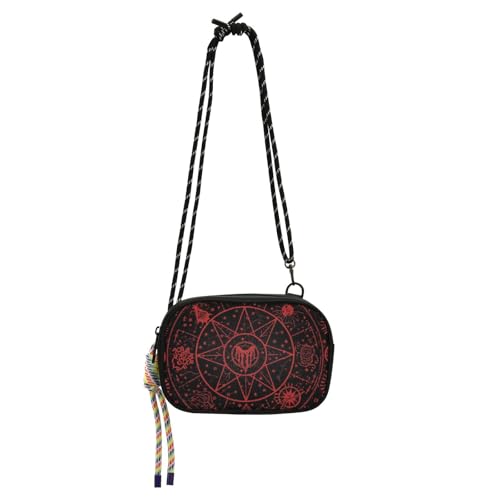 KLL Gothic Rot Schwarz Halloween Tarot-Astrologie West Crossbody Geldbörse für Frauen Mode mit verstellbarem Riemen Damen Schulterhandtaschen Datum von KLL