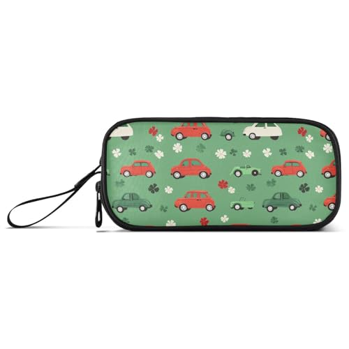 KLL Green Clovers Federmäppchen aus Nylon, großes Fassungsvermögen, großes Federmäppchen mit Reißverschluss, Schreibwaren für Mittelschule und Damen von KLL