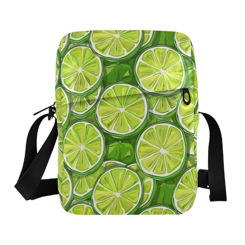 KLL Green Lime Slices Umhängetasche, veganes Leder, Umhängetasche, für Herren, Reisen, Damen von KLL