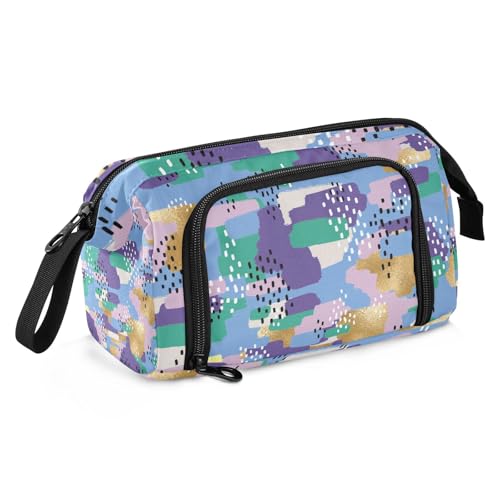 KLL Großes Federmäppchen, großes Fassungsvermögen, multifunktionales Federmäppchen mit Fächern für Schüler, Schulbedarf, bunt, abstrakt von KLL