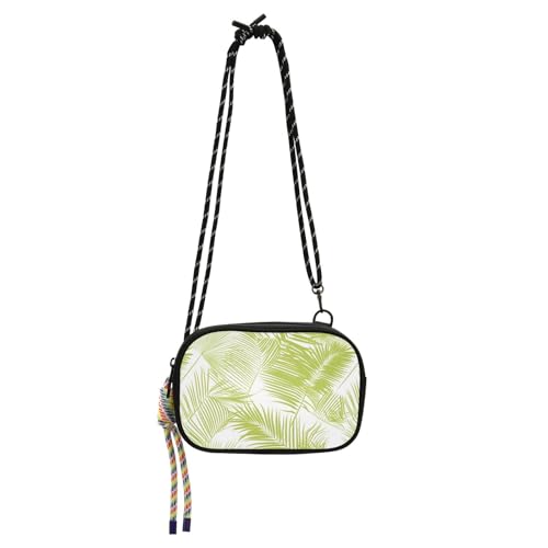 KLL Grüne Palmenblätter-Umhängetasche für Herren, mit verstellbarem Riemen, Schultertasche, Spaziergang mit dem Hund von KLL
