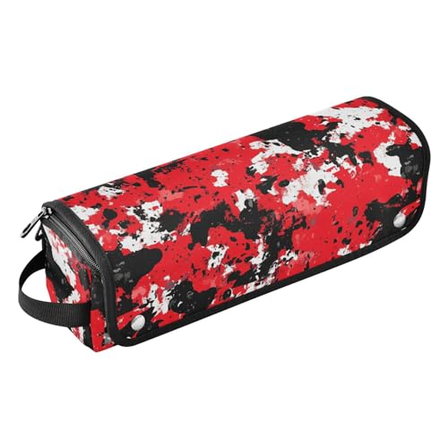 KLL Haarwerkzeug-Reisetasche für Frauen und hitzebeständige Matte mit Reißverschluss, Lockenstab Reisehalter, Aufbewahrungstasche für Lockenstab Glätteisen, flacher Haartrockner, rote Tarnung von KLL