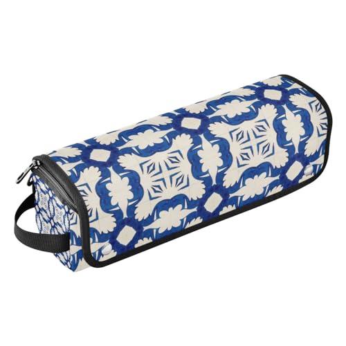 KLL Hair Tools Reisetasche und hitzebeständige Matte, wasserdicht, Reise-Organizer für Glätteisen, Glätteisen, Lockenstäbe, marineblaues Muster, Reisezubehör von KLL