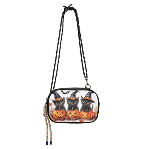 KLL Hallloween Umhängetasche für Herren, wasserdicht, mit Kreditkartenfächern, kleine schwarze Geldbörsen, für Spaziergänge, Schwarz von KLL