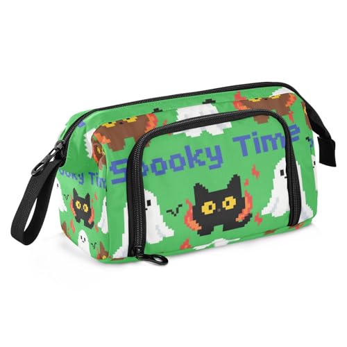 KLL Halloween Cats Pixel Pencil Box Large Capacity Cases with Pencil Multifunctional for Adults College von KLL