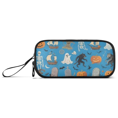 KLL Halloween Elements Nylon Große Bleistifttasche Hohe Kapazität Bleistift Aufbewahrung Fall Schreibwaren Tasche für Mittelschule Frauen von KLL
