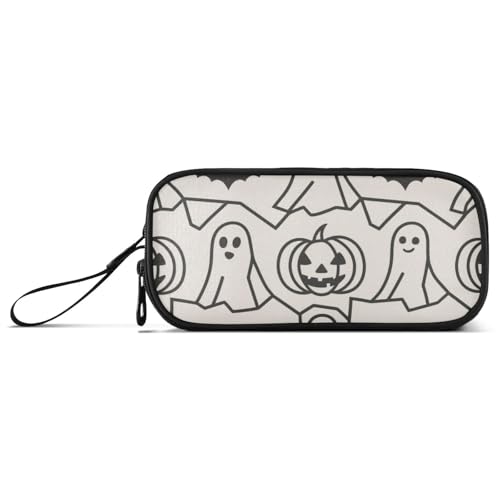 KLL Halloween-Federmäppchen aus Nylon, für Teenager, hohe Kapazität, Schreibwaren-Tasche für elementare Frauen, Weiß von KLL