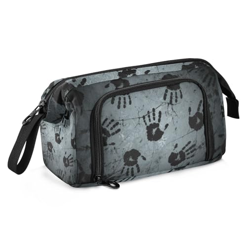 KLL Halloween-Federmäppchen mit Handabdruck, großes Fassungsvermögen, tragbar, für Teenager, Jungen, High School, Schwarz von KLL