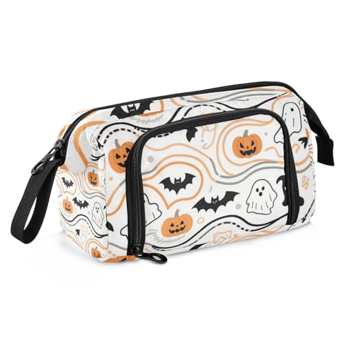 KLL Halloween-Federmäppchen mit orangefarbenem Kürbis, großes Fassungsvermögen, Organizer mit Schlitz für Teenager, Kindergarten von KLL