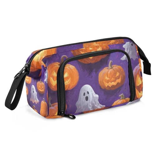 KLL Halloween Gelber Kürbis Federmäppchen Große Kapazität Etui für Bleistifte Tragbar für Krankenschwester Zurück zur Schule von KLL