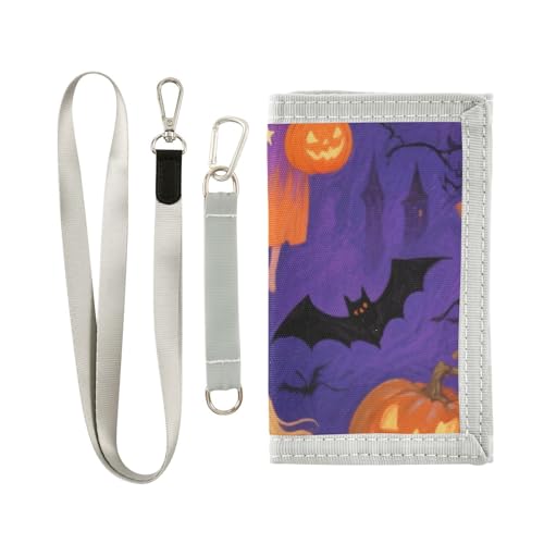 KLL Halloween Gelber Kürbis Hexe dreifach gefaltete Kartenetuis für Männer coole Geschenke minimalistisch stabil Kartenetui mit Umhängeband KLL Halloween Gelber Kürbis Hexe dreifach gefaltete Kartenetuis für Männer coole Geschenke minimalistisch stabil Kartenetui mit Umhängeband von KLL