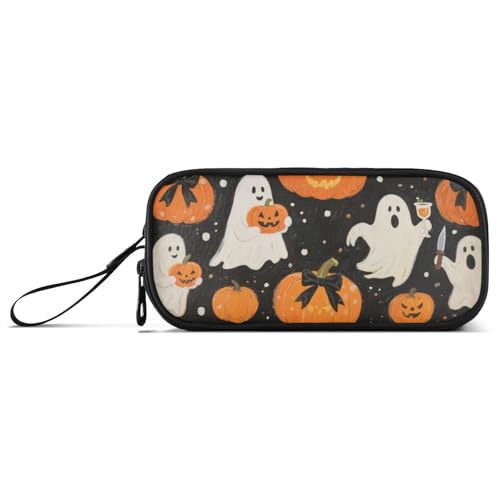 KLL Halloween Gelber Kürbis Nylon Federmäppchen College Große Kapazität Federmäppchen für Mädchen Schreibwaren Tasche für adrette Schule Erwachsene von KLL