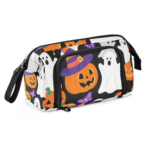 KLL Halloween Gelber Kürbis Schule Federmäppchen Große Kapazität Pinsel und Federmäppchen Multifunktional für Männer Zurück zu Schulbedarf von KLL