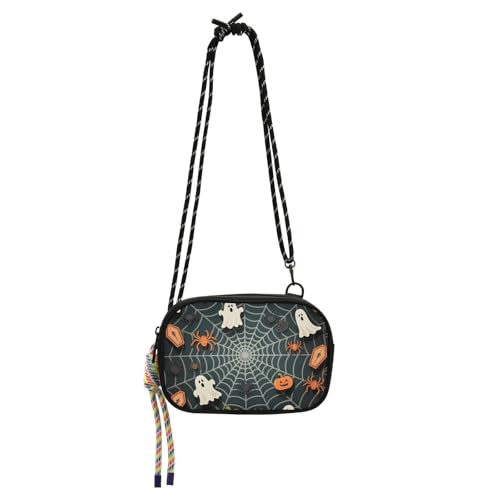 KLL Halloween-Geldbörse mit Spinnennetz, für Herren, mit Kreditkartenfächern, über der Schulter, für Spaziergänge, Schwarz von KLL
