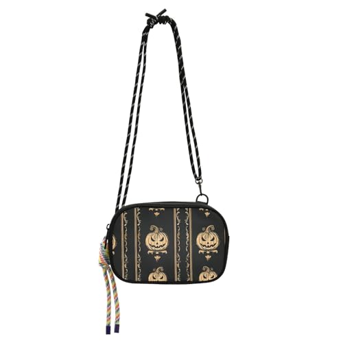 KLL Halloween-Kürbis-Crossbody-Kameratasche für Damen, bequem, mit verstellbarem Riemen, Kuriertasche, Crossbody-Tasche für einen Spaziergang von KLL