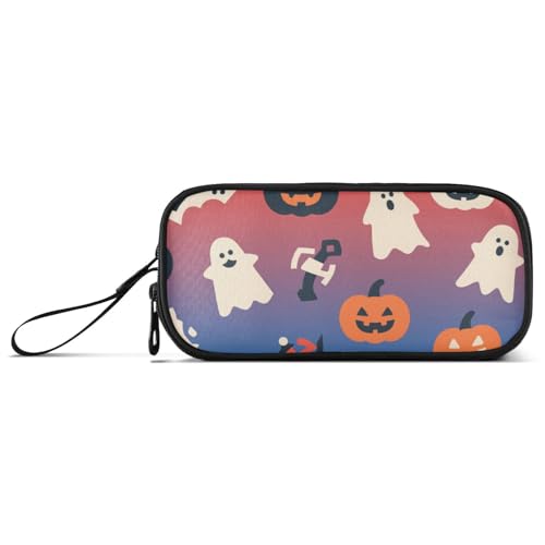 KLL Halloween Orange Kürbis Nylon Federmäppchen Schule Große Kapazität Federmäppchen für College Schule Schreibwaren für Mittelschule Teenager Mädchen von KLL