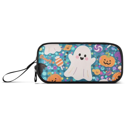 KLL Halloween Pailletten Gelb Kürbis Nylon Stift-Aufbewahrungstasche Große Kapazität Federmäppchen für Teenager Mädchen Schreibwaren für High School Man von KLL