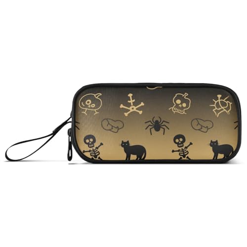 KLL Halloween Schwarze Katze Spinne Schädel Nylon Große Kapazität Federmäppchen für Mädchen Schule Schreibwaren für Schule Krankenschwester von KLL