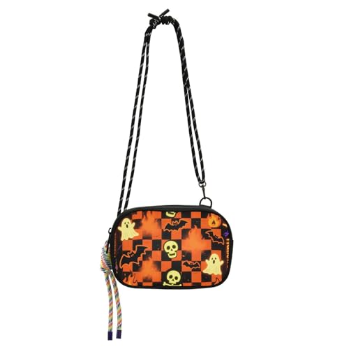 KLL Halloween-Umhängetasche für Damen, wasserdicht, mit Kreditkartenfächern, Kuriertasche, Umhängetasche, Orange und Schwarz, Kürbismotiv von KLL