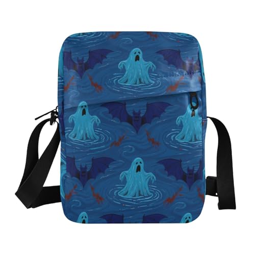 KLL Halloween in Wasserblau Kuriertasche für Herren, veganes Leder, Crossbody-Tasche für Damen, lässige Schulterhandtaschen von KLL